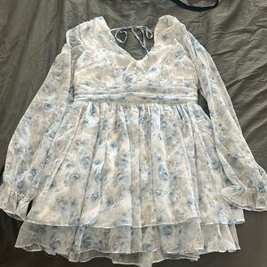 Miami for Francesca’s long sleeve mini something blue floral dress Size L